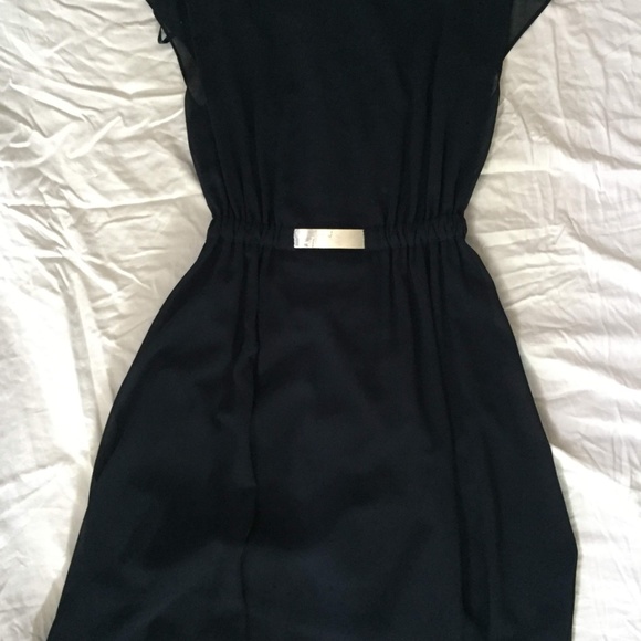 midi chiffon navy blue dress - Picture 3 of 4